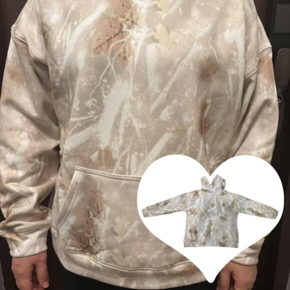 Women Khaki Camo Hoodies Maple Leaf Oversized Fleece Hooded Sweatshirt - Picture 6 of 6